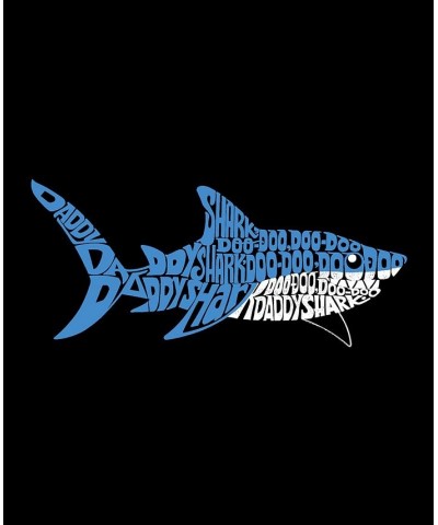 Men's Daddy Shark Word Art Short Sleeve T-shirt Black $17.50 T-Shirts