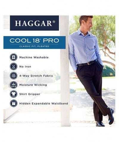 Men's Cool 18 PRO Classic-Fit Expandable Waist Pleated Stretch Dress Pants String $24.20 Pants