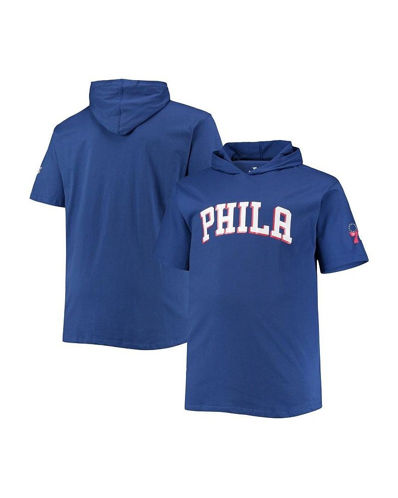 Men's Royal Philadelphia 76ers Big and Tall 2-Hit Short Sleeve Pullover Hoodie $28.99 Sweatshirt