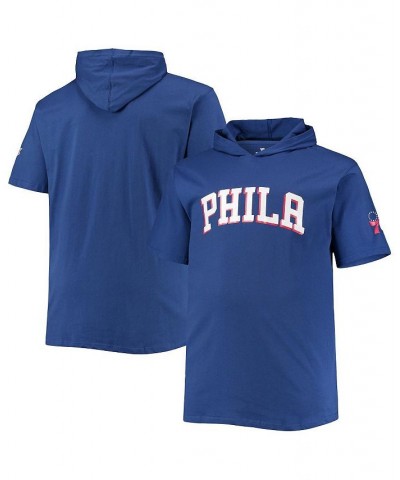 Men's Royal Philadelphia 76ers Big and Tall 2-Hit Short Sleeve Pullover Hoodie $28.99 Sweatshirt