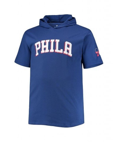 Men's Royal Philadelphia 76ers Big and Tall 2-Hit Short Sleeve Pullover Hoodie $28.99 Sweatshirt