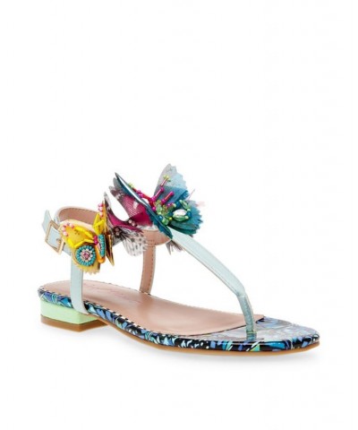 Women's Prilla Butterfly Embellished Thong Sandal Blue $42.51 Shoes