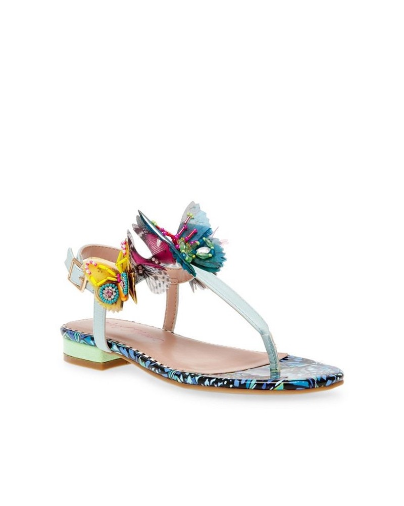 Women's Prilla Butterfly Embellished Thong Sandal Blue $42.51 Shoes