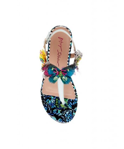 Women's Prilla Butterfly Embellished Thong Sandal Blue $42.51 Shoes