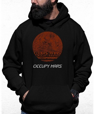 Men's Occupy Mars Word Art Hooded Sweatshirt Black $29.40 Sweatshirt