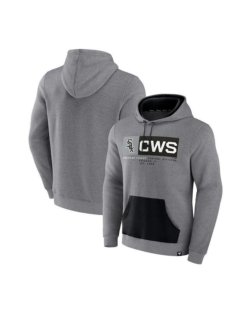 Men's Branded Heathered Gray, Black Chicago White Sox Iconic Steppin Up Fleece Pullover Hoodie $30.75 Sweatshirt