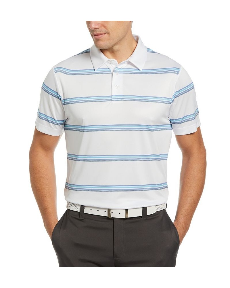 Men's Allover Space Dye Stripe Short Sleeve Golf Polo Shirt White $20.46 Polo Shirts