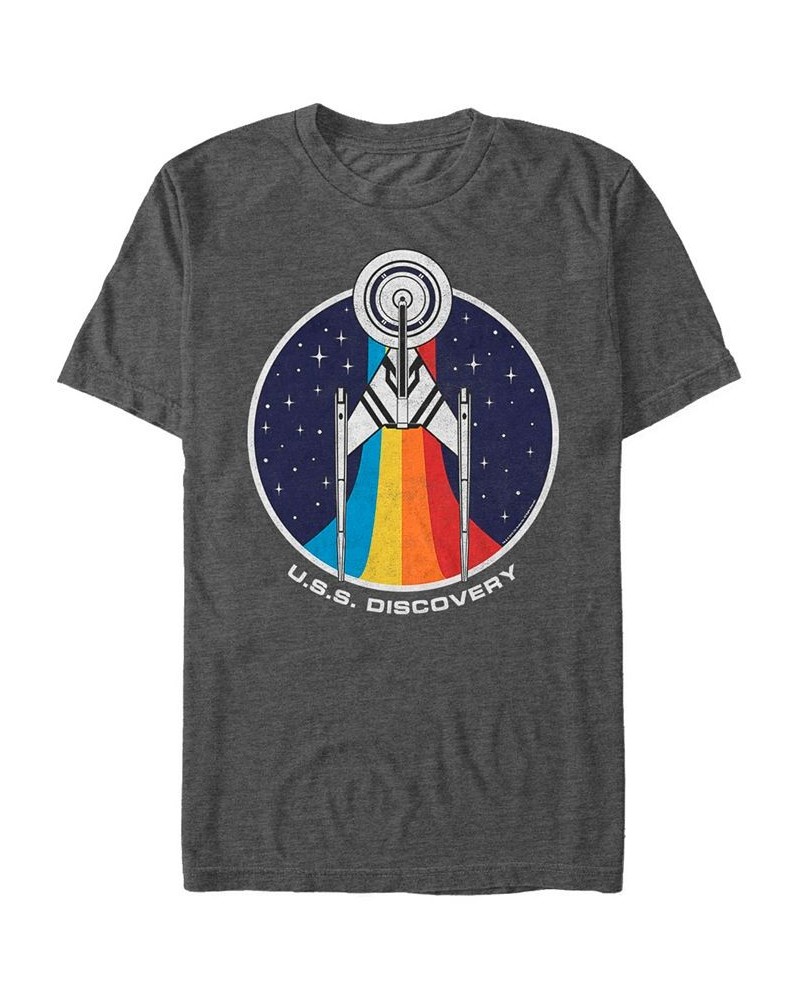 Star Trek Men's Discovery Retro Rainbow U.S.S. Discovery Short Sleeve T-Shirt Gray $19.59 T-Shirts