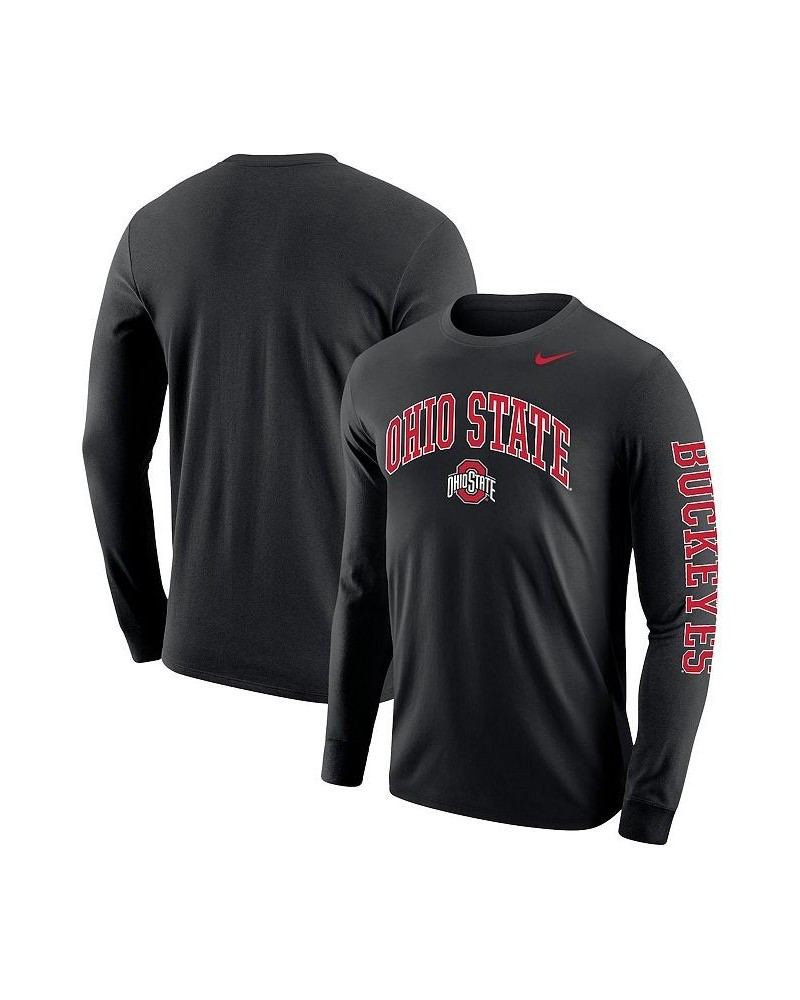 Men's Black Ohio State Buckeyes Arch and Logo Two-Hit Long Sleeve T-shirt $17.20 T-Shirts