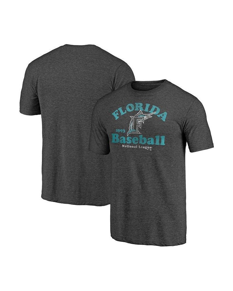 Men's Branded Heathered Charcoal Florida Marlins Cooperstown Collection True Classics Tri-Blend T-shirt $18.06 T-Shirts