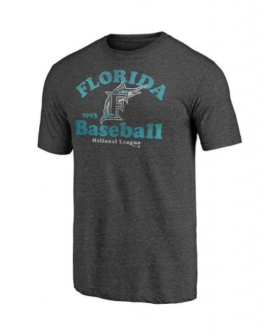 Men's Branded Heathered Charcoal Florida Marlins Cooperstown Collection True Classics Tri-Blend T-shirt $18.06 T-Shirts