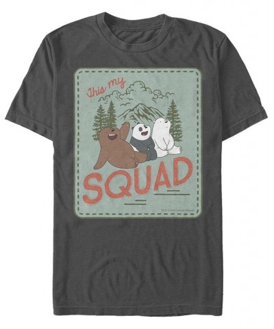 Men's We Bare Bears This My Squad Patch Short Sleeve T- shirt Gray $15.05 T-Shirts