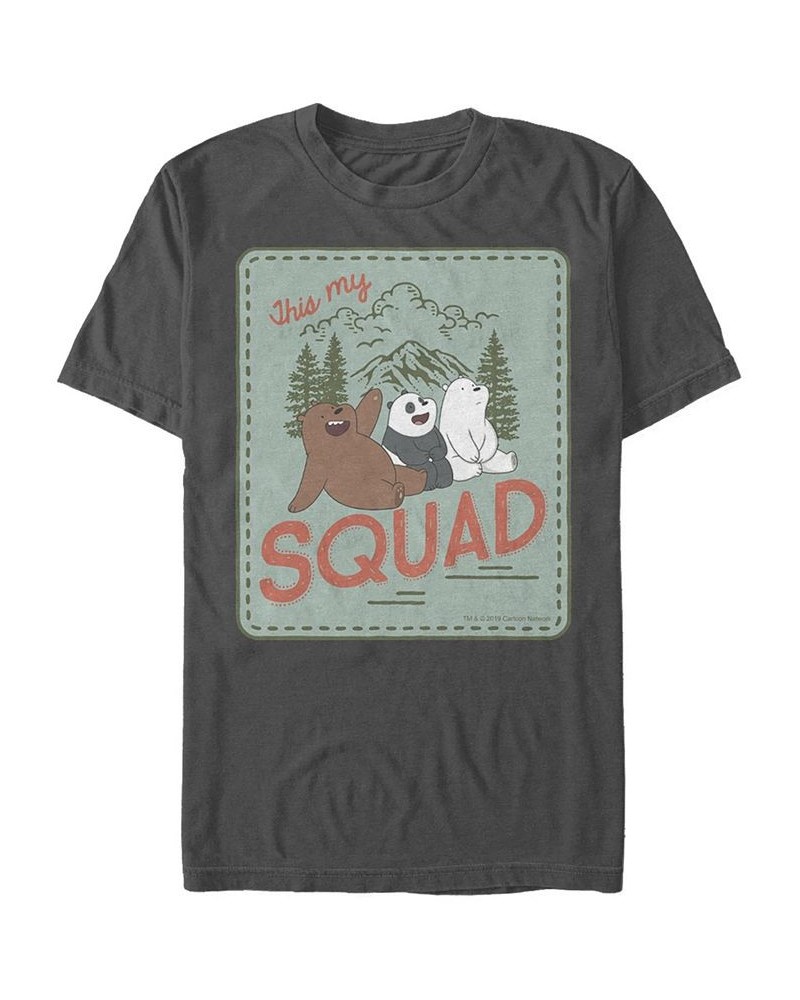 Men's We Bare Bears This My Squad Patch Short Sleeve T- shirt Gray $15.05 T-Shirts