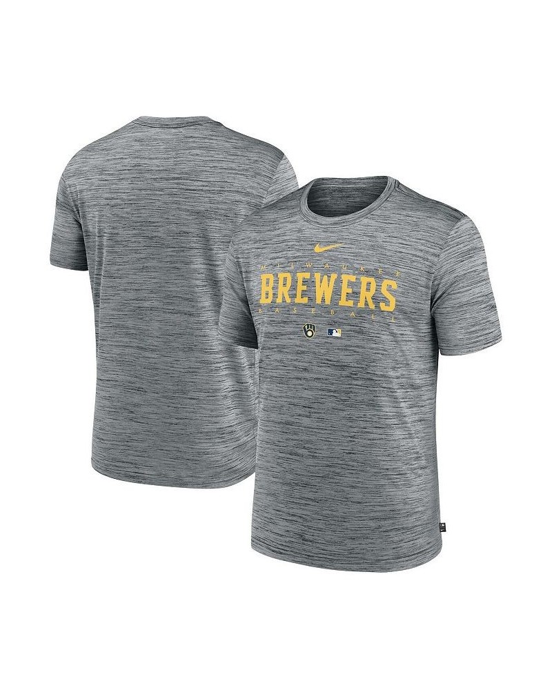 Men's Heather Gray Milwaukee Brewers Authentic Collection Velocity Performance Practice T-shirt $28.99 T-Shirts