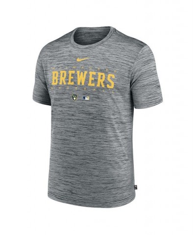 Men's Heather Gray Milwaukee Brewers Authentic Collection Velocity Performance Practice T-shirt $28.99 T-Shirts