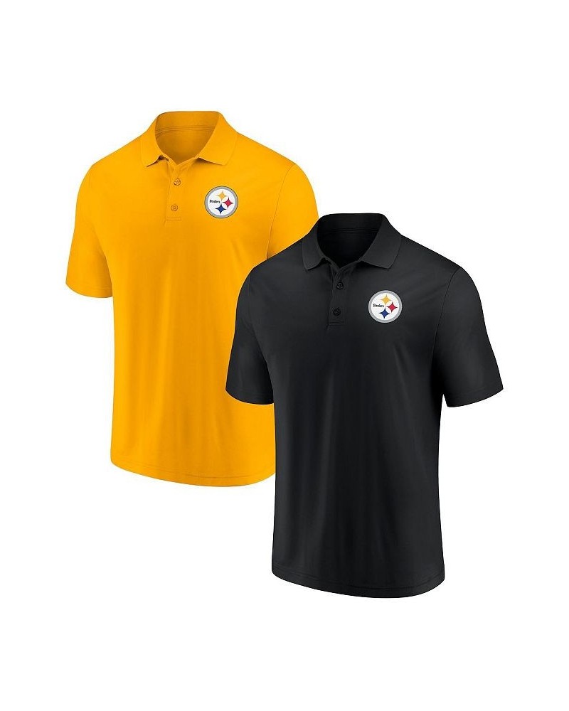 Men's Branded Black and Gold Pittsburgh Steelers Home and Away 2-Pack Polo Shirt Set $34.40 Polo Shirts