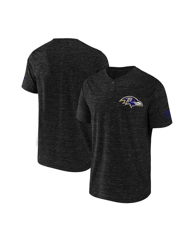 Men's NFL x Darius Rucker Collection by Black Baltimore Ravens Slub Henley T-shirt $17.60 T-Shirts