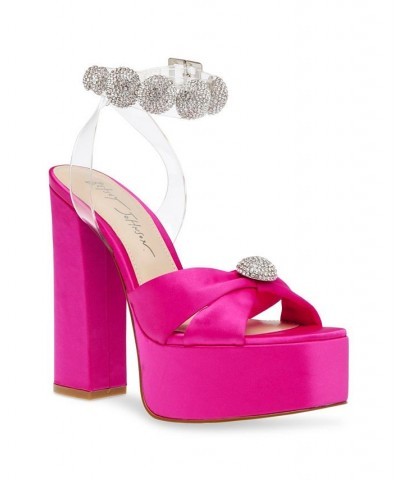 Women's Mason Platform Evening Sandals Pink $64.07 Shoes