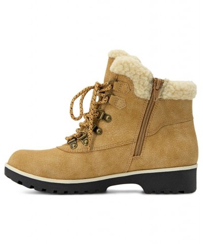 Women's Blue Creek Water-Resistant Lace-Up Booties Tan $23.01 Shoes