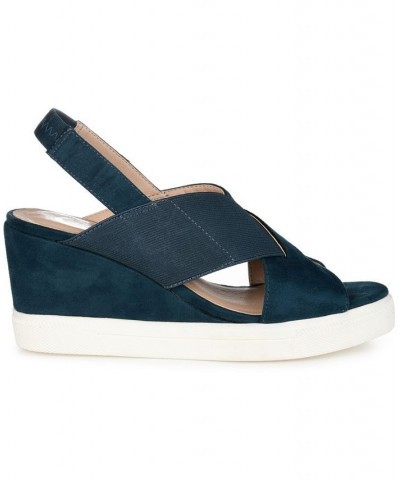 Women's Ronnie Wedge Sandals Blue $50.99 Shoes