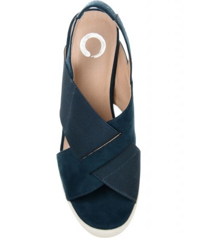 Women's Ronnie Wedge Sandals Blue $50.99 Shoes