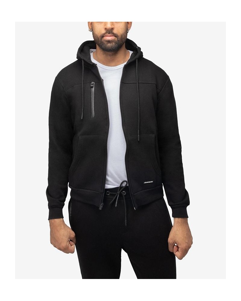 Men's Fleece Full-Zip Hoodie with Chest Pocket Black $20.40 Sweatshirt