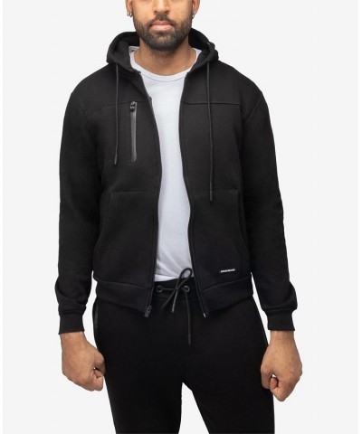 Men's Fleece Full-Zip Hoodie with Chest Pocket Black $20.40 Sweatshirt