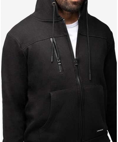 Men's Fleece Full-Zip Hoodie with Chest Pocket Black $20.40 Sweatshirt