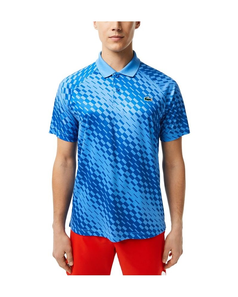 x Novak Djokovic Men's Geometric Print Tennis Polo Blue $57.20 Polo Shirts