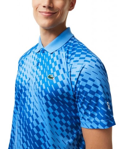 x Novak Djokovic Men's Geometric Print Tennis Polo Blue $57.20 Polo Shirts