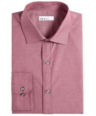 Men's Slim Fit Chambray Dress Shirt Red $21.44 Dress Shirts