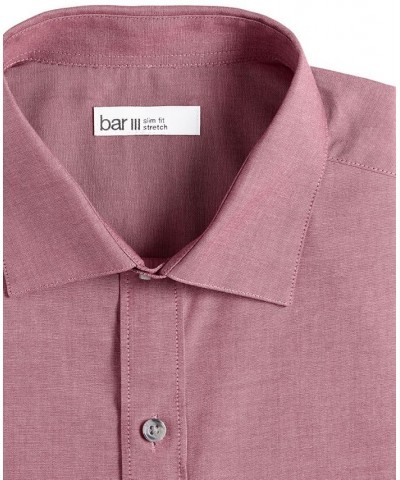 Men's Slim Fit Chambray Dress Shirt Red $21.44 Dress Shirts