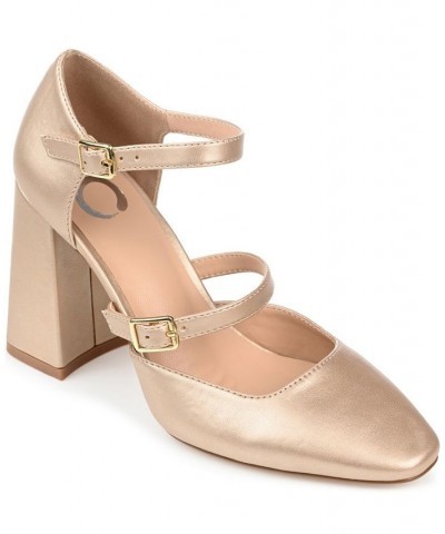 Women's Isadorah Double Strap Heels Gold $50.99 Shoes