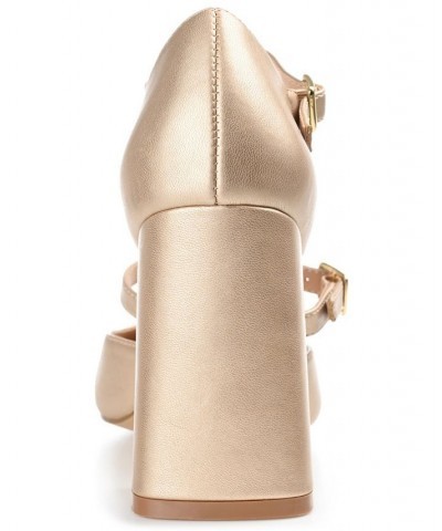 Women's Isadorah Double Strap Heels Gold $50.99 Shoes