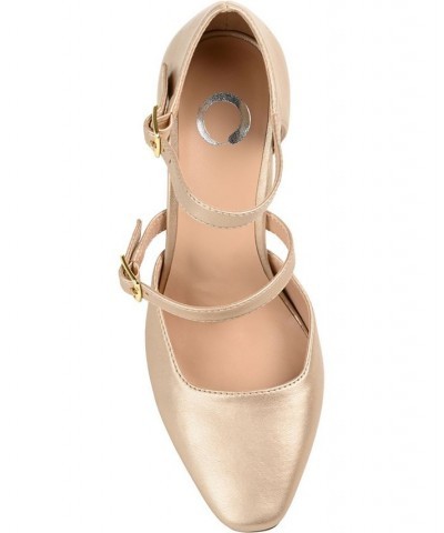 Women's Isadorah Double Strap Heels Gold $50.99 Shoes