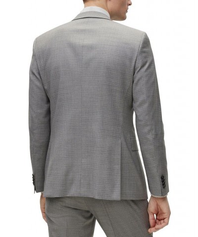 BOSS Men's Slim-Fit Suit in Patterned Stretch Wool Silver $362.25 Suits