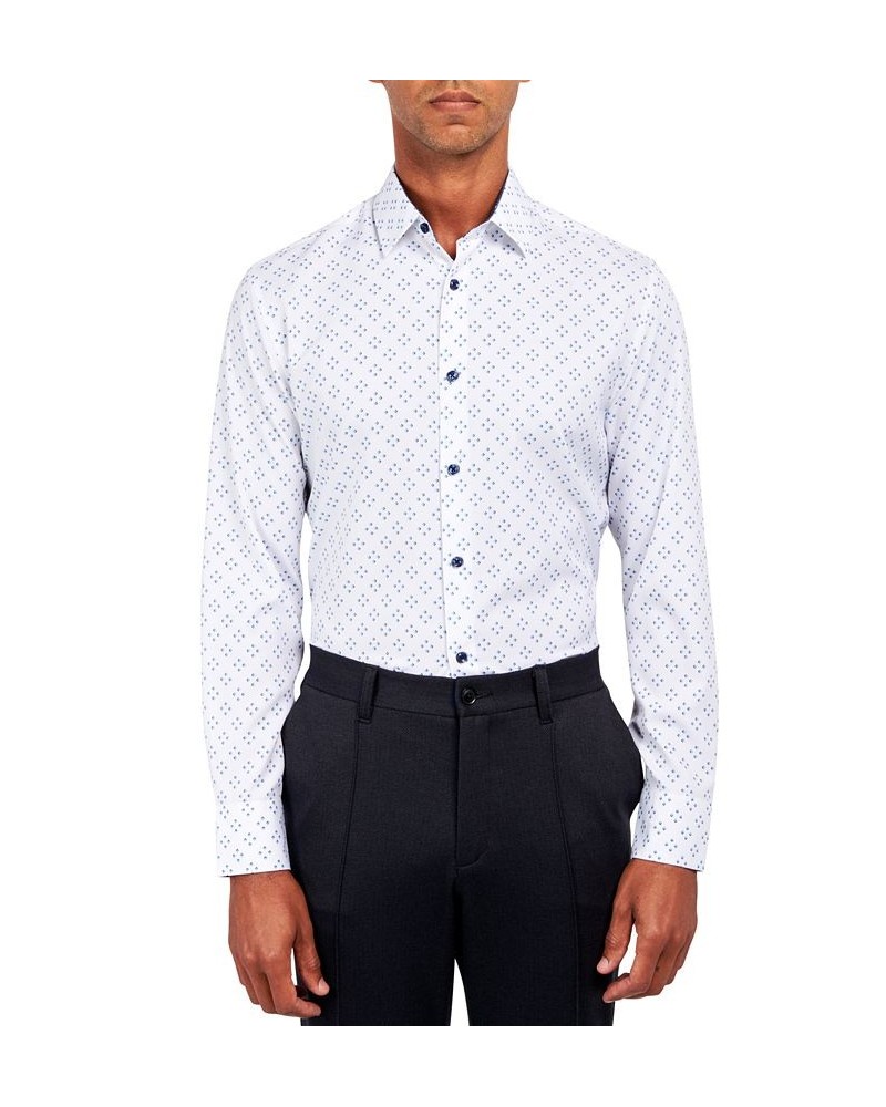 Men's Slim-Fit Performance Stretch Dress Shirt White $19.57 Dress Shirts