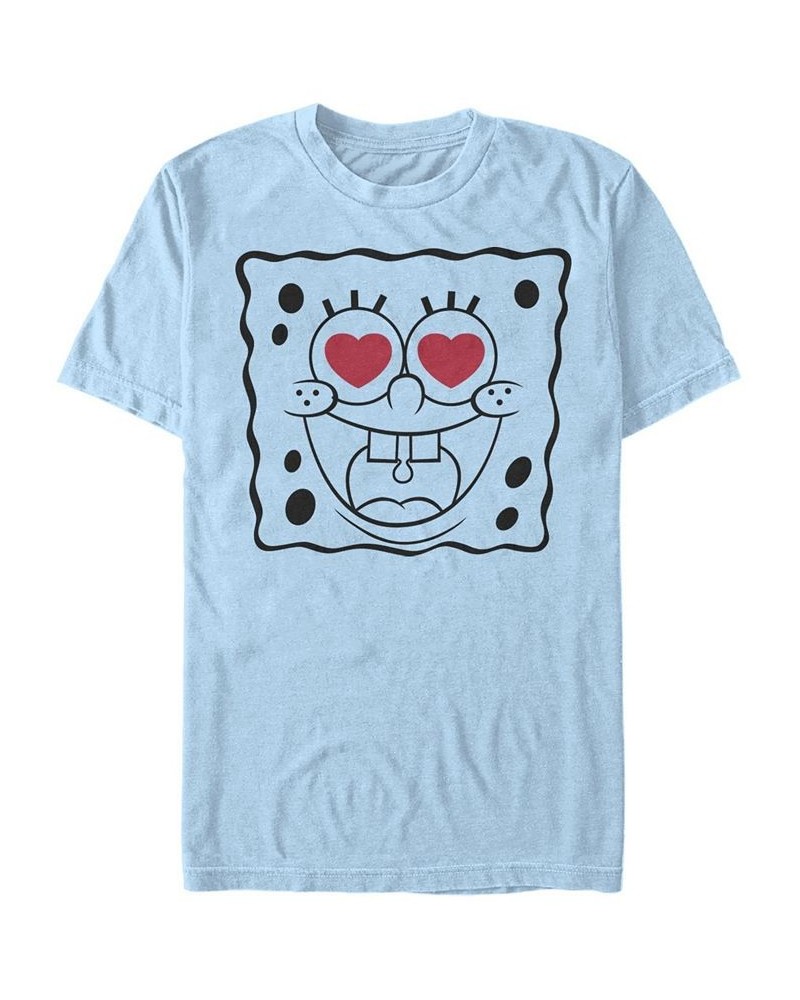 Men's SpongeBob Line Face Short Sleeve Crew T-shirt Blue $18.89 T-Shirts