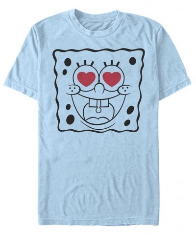 Men's SpongeBob Line Face Short Sleeve Crew T-shirt Blue $18.89 T-Shirts