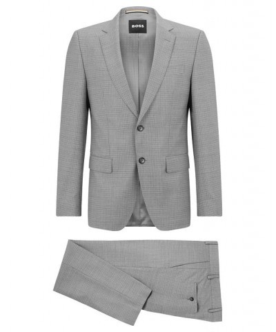 BOSS Men's Slim-Fit Suit in Patterned Stretch Wool Silver $362.25 Suits