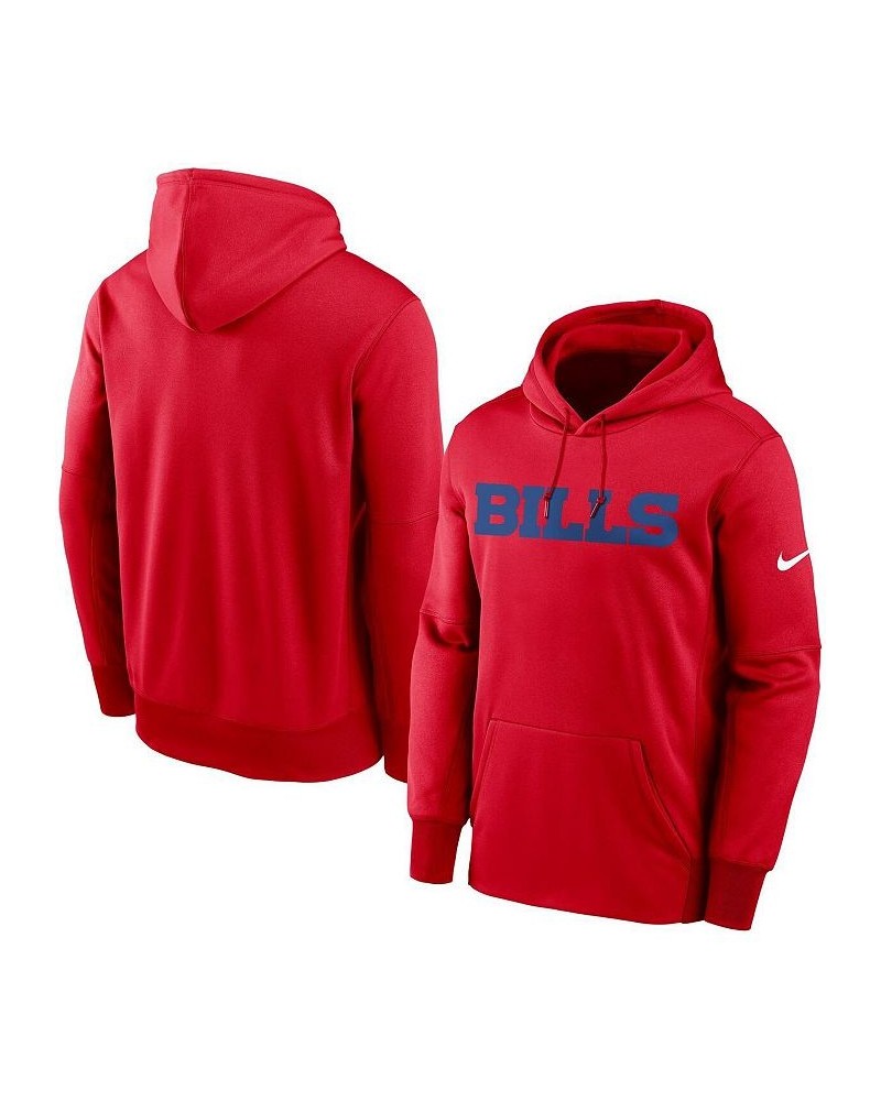 Men's Red Buffalo Bills Fan Gear Wordmark Performance Pullover Hoodie $39.10 Sweatshirt