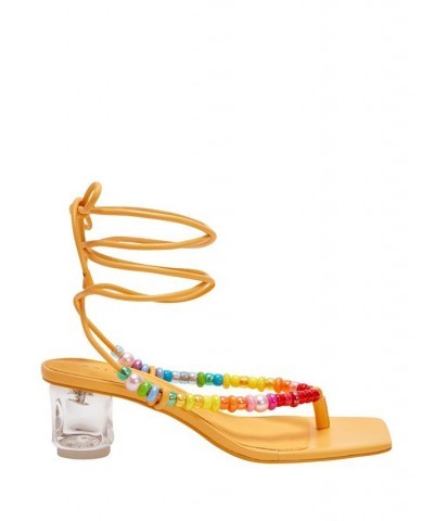 Women's The Cubie Bead Lace Up Sandals Yellow $38.08 Shoes