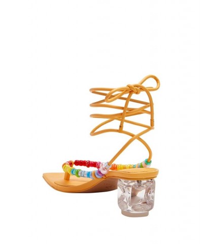 Women's The Cubie Bead Lace Up Sandals Yellow $38.08 Shoes