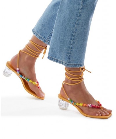 Women's The Cubie Bead Lace Up Sandals Yellow $38.08 Shoes