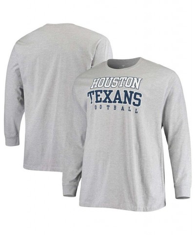 Men's Big and Tall Heathered Gray Houston Texans Practice Long Sleeve T-shirt $20.00 T-Shirts