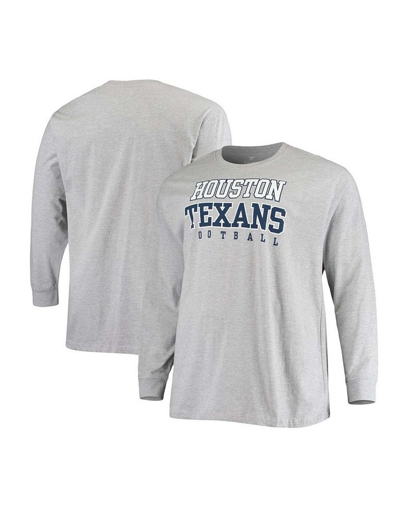 Men's Big and Tall Heathered Gray Houston Texans Practice Long Sleeve T-shirt $20.00 T-Shirts