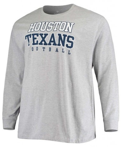 Men's Big and Tall Heathered Gray Houston Texans Practice Long Sleeve T-shirt $20.00 T-Shirts