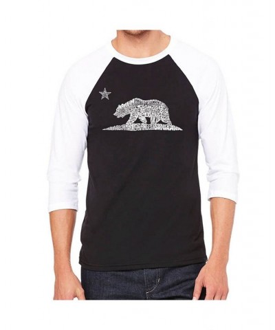 California Bear Men's Raglan Word Art T-shirt Black $18.00 T-Shirts