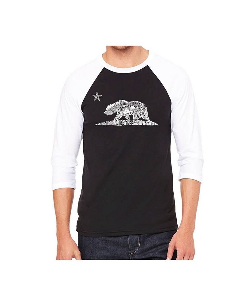 California Bear Men's Raglan Word Art T-shirt Black $18.00 T-Shirts