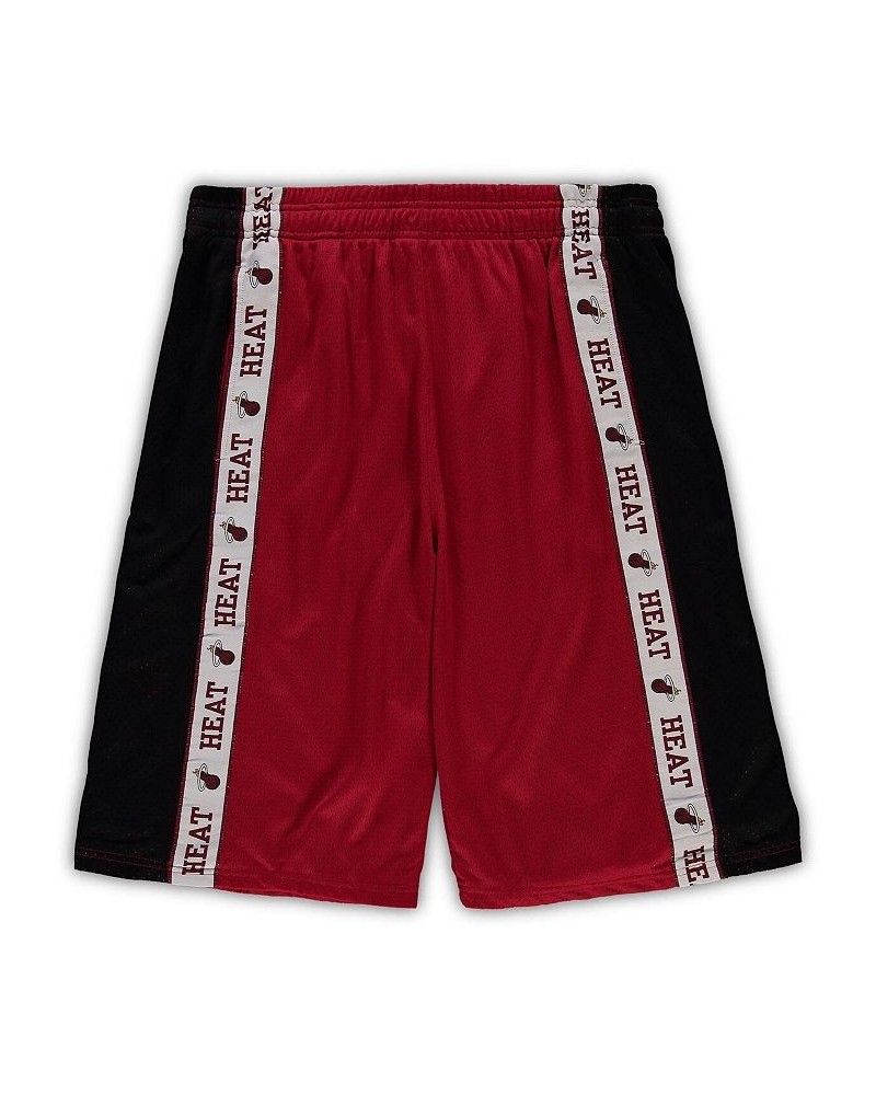 Men's Branded Red and Black Miami Heat Big and Tall Tape Mesh Shorts $17.60 Shorts